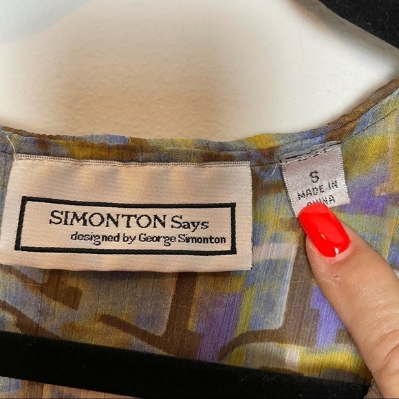 Simonton Says Watercolor Design Sheer Open Front Single Tie Front Cardigan - Picture 6 of 9